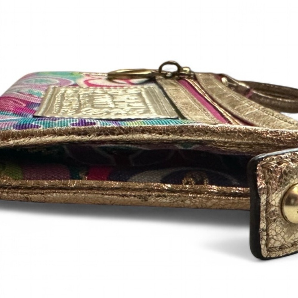 Vintage Y2K Coach Poppy Multicolor Wristlet 2009 Metallic Logo Bag Wallet boho - Picture 10 of 14